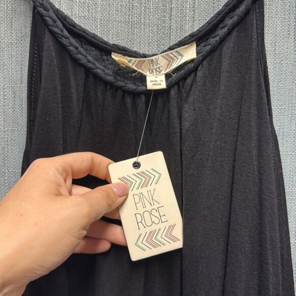 🏴 Pink Rose Black and Blue Spaghetti Strap Sundress size medium NWT - Picture 8 of 8